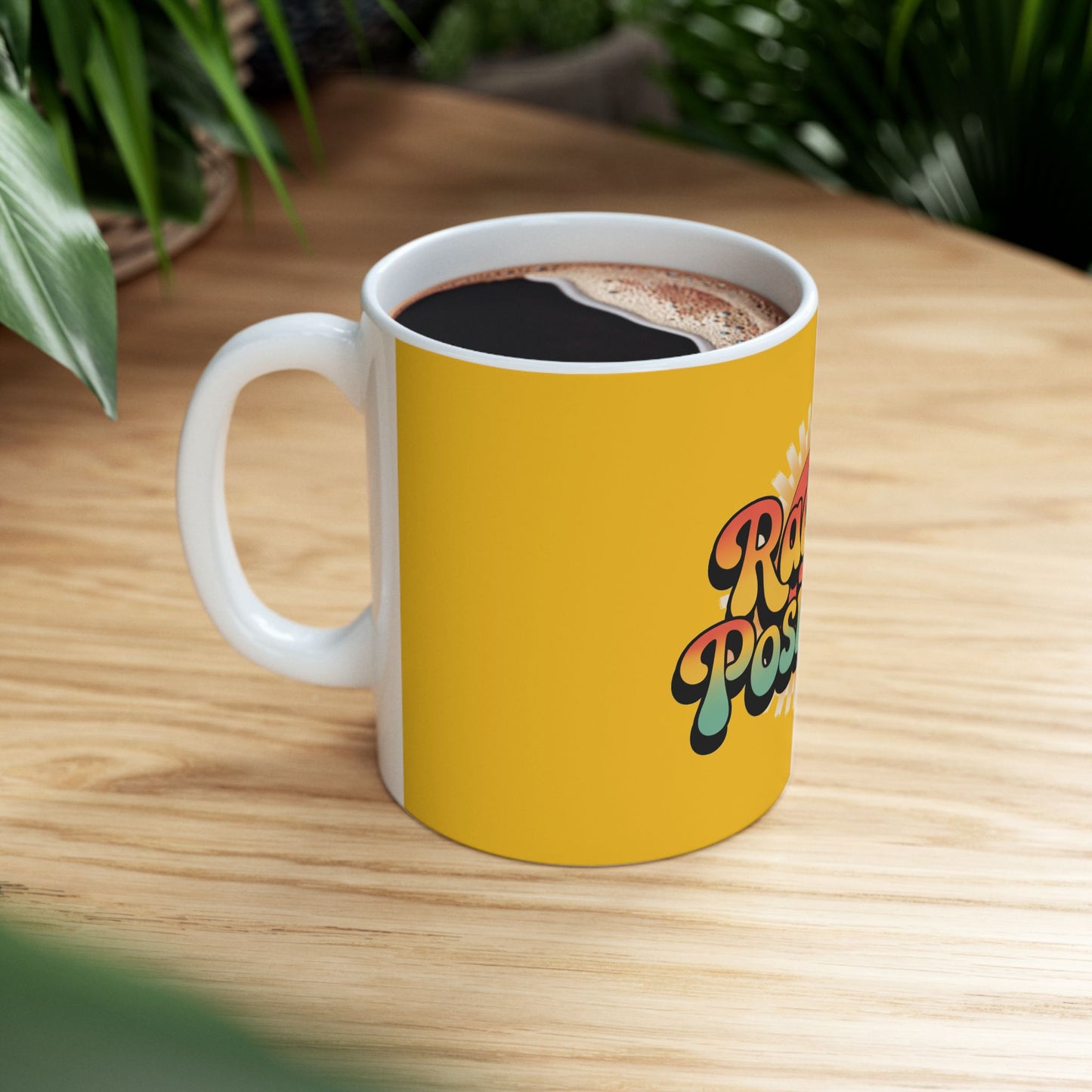 Yellow Radiate Positivity Ceramic Coffee Mug,  11oz & 15oz