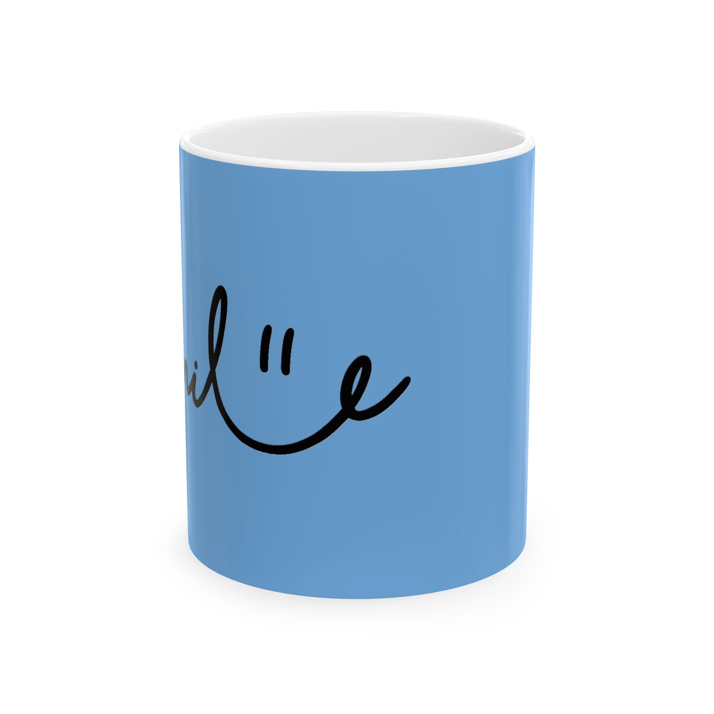 Light Blue/Black Smile Ceramic Coffee Mug - 11oz & 15oz