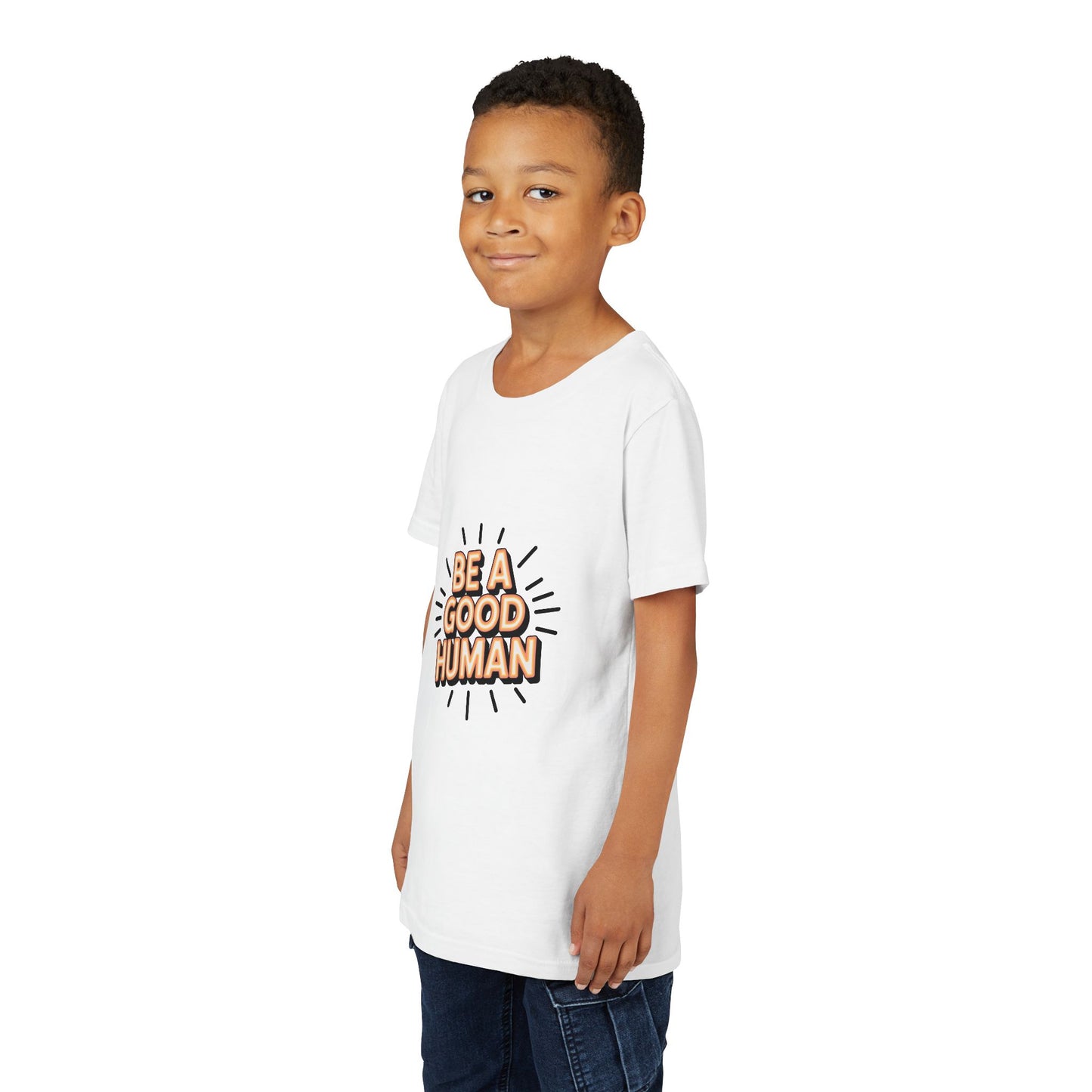 Youth Tee — "Be A Good Human" Positive Message Kids T-Shirt