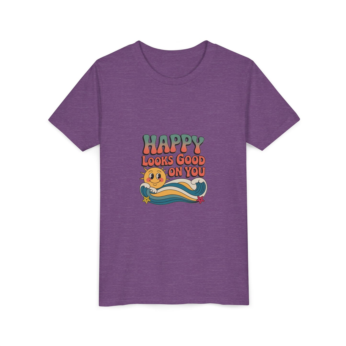 Youth Tee — "Happy Looks Good On You" Retro Sunshine Kids Shirt