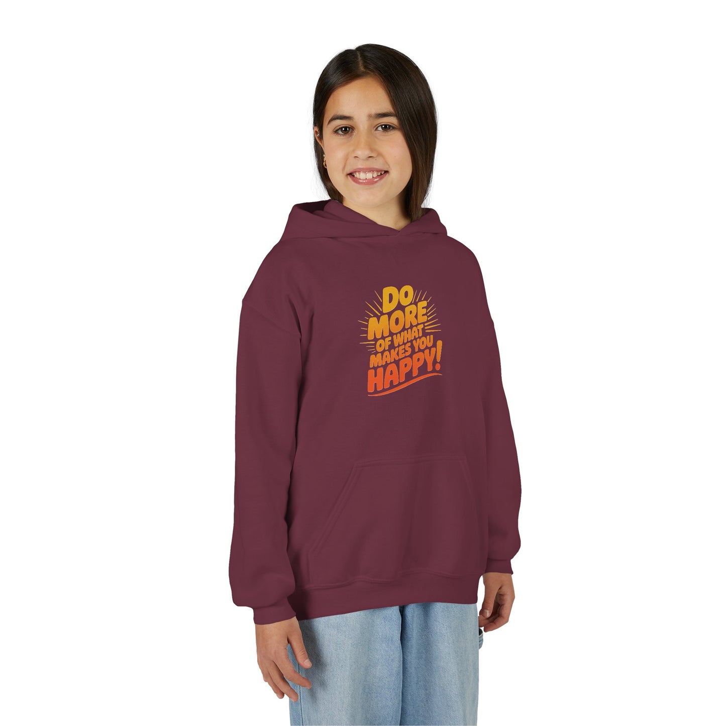 Youth Hoodie — "Do More of What Makes You Happy" Positive Graphic