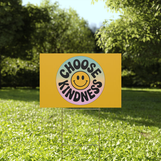 Yellow Joyful Choose Kindness Plastic Yard Sign