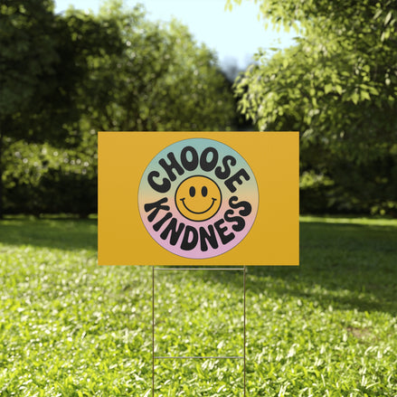 Yellow Joyful Choose Kindness Plastic Yard Sign