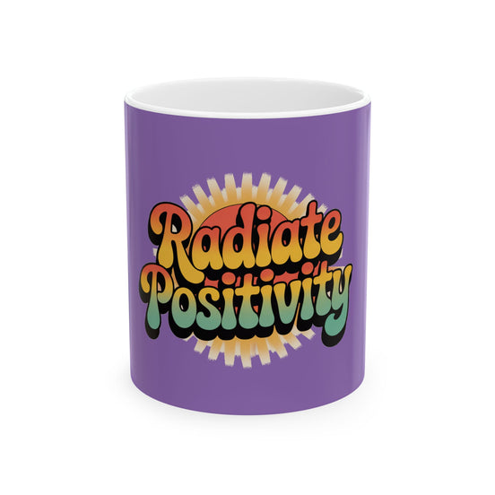 Light Purple Radiate Positivity Ceramic Coffee Mug,  11oz & 15oz