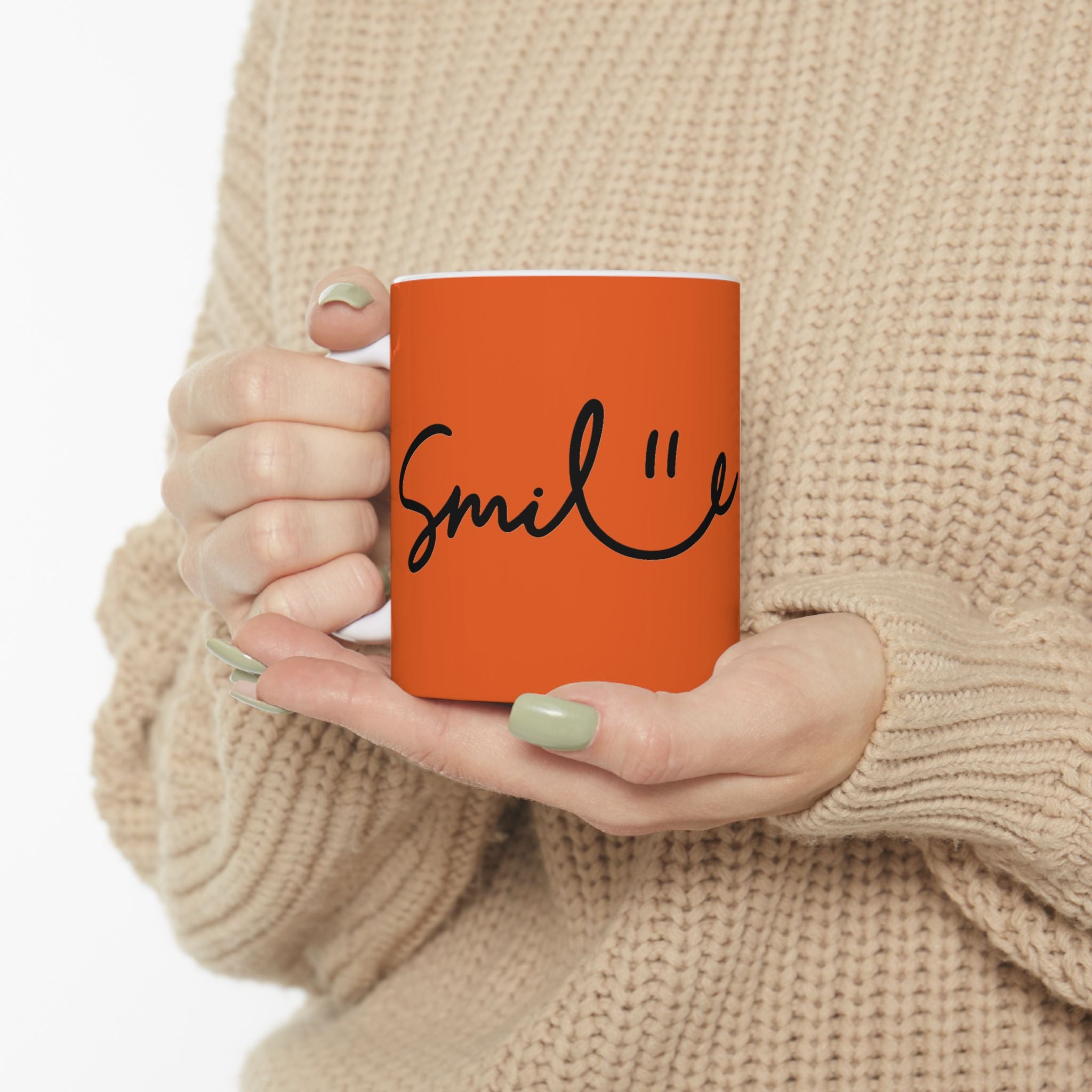 Orange/Black Smile Ceramic Coffee Mug - 11oz & 15oz