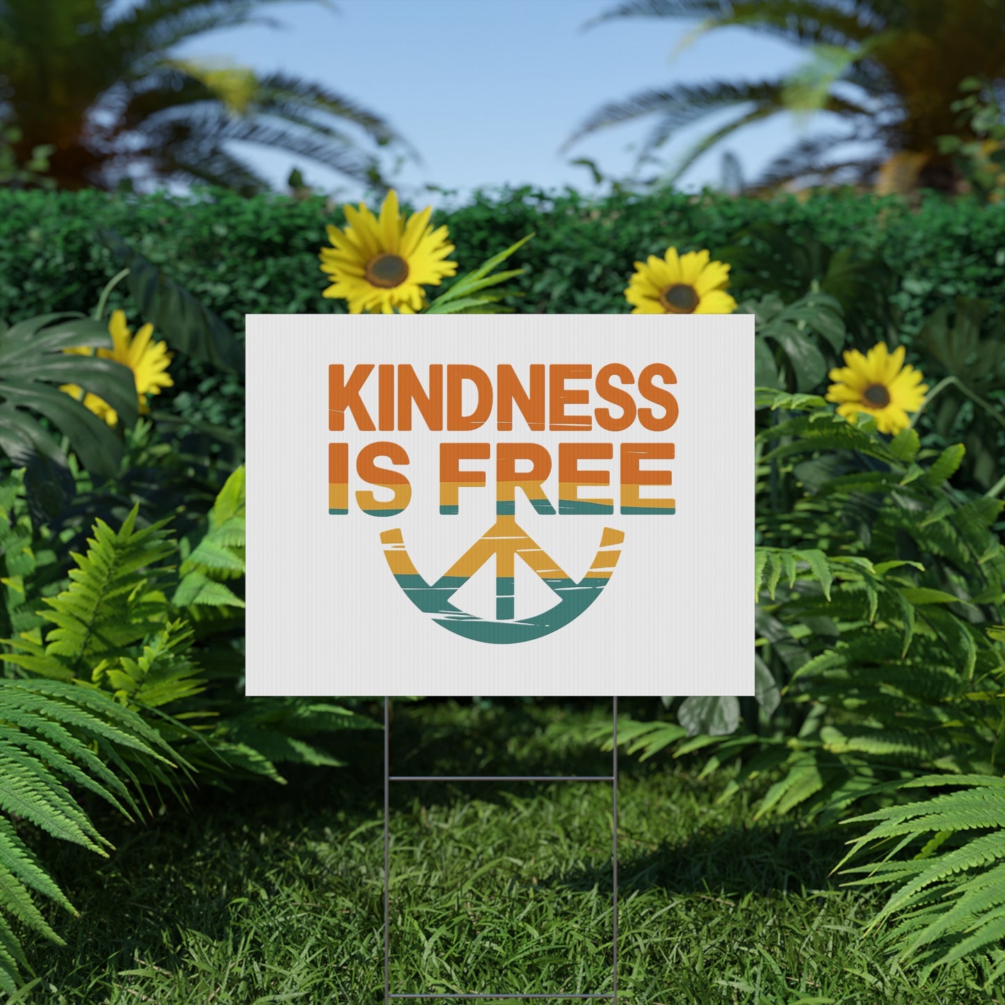 Kindness is Free Plastic Yard Sign – Vibrant Peaceful Decor