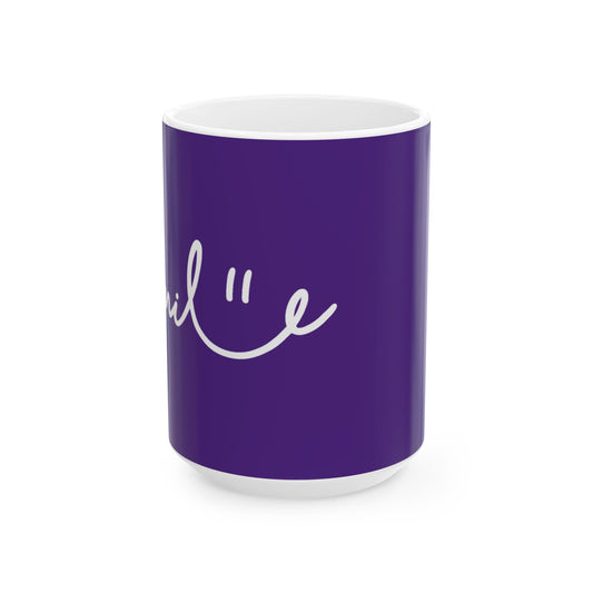 Purple/White Smile Ceramic Coffee Mug - 11oz & 15oz