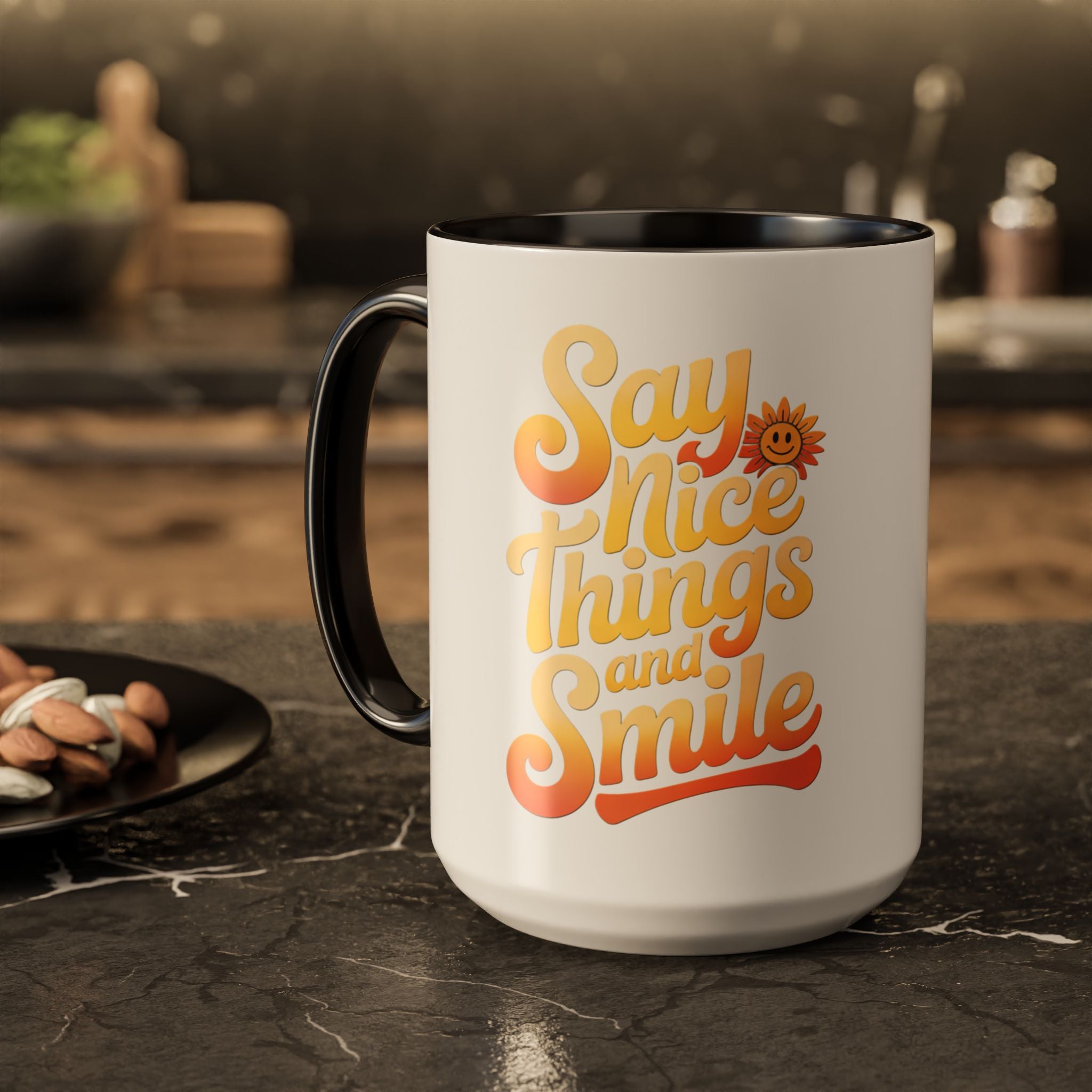 Positive Vibes Colorful Mug - Say Nice Things and Smile, 11oz & 15oz