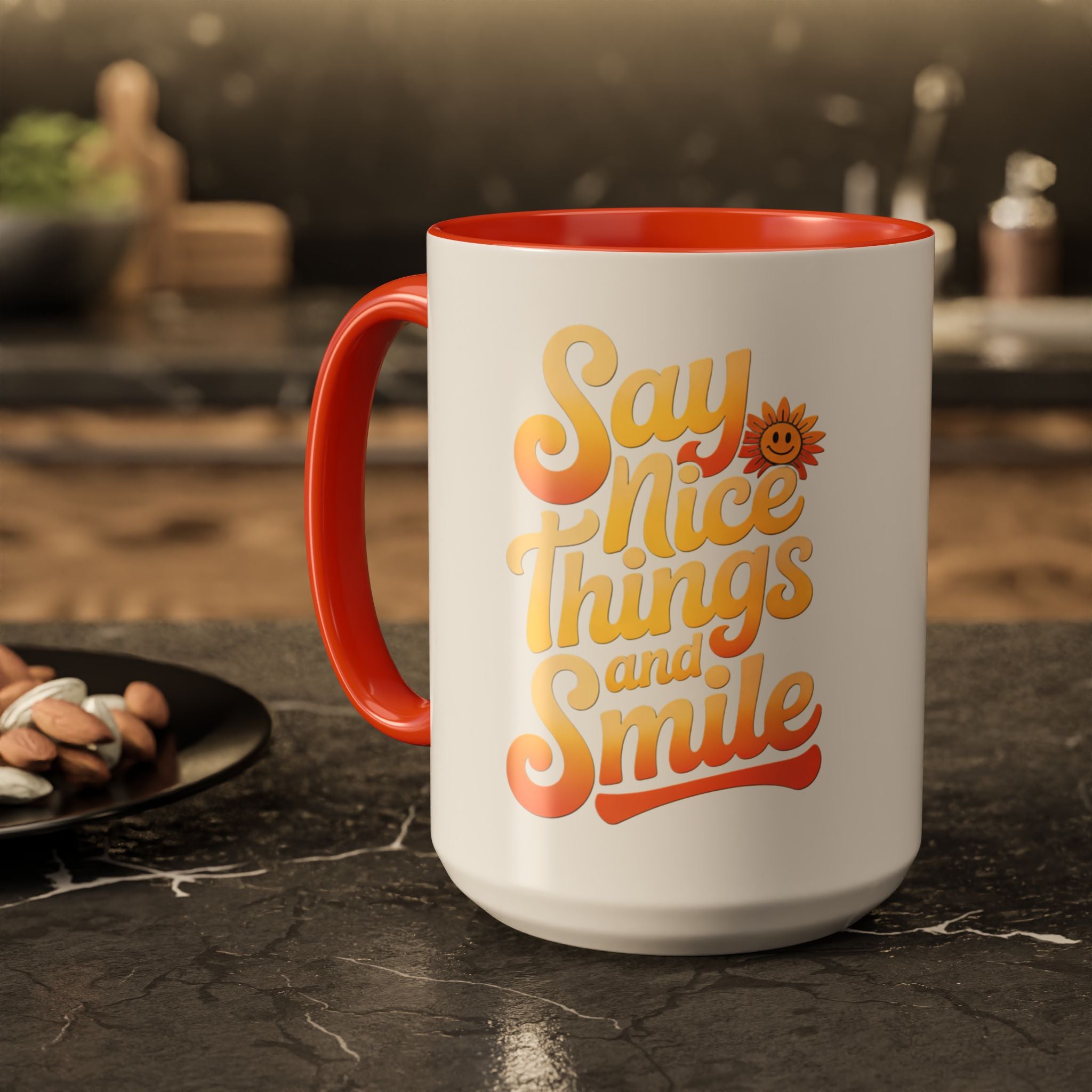 Positive Vibes Colorful Mug - Say Nice Things and Smile, 11oz & 15oz