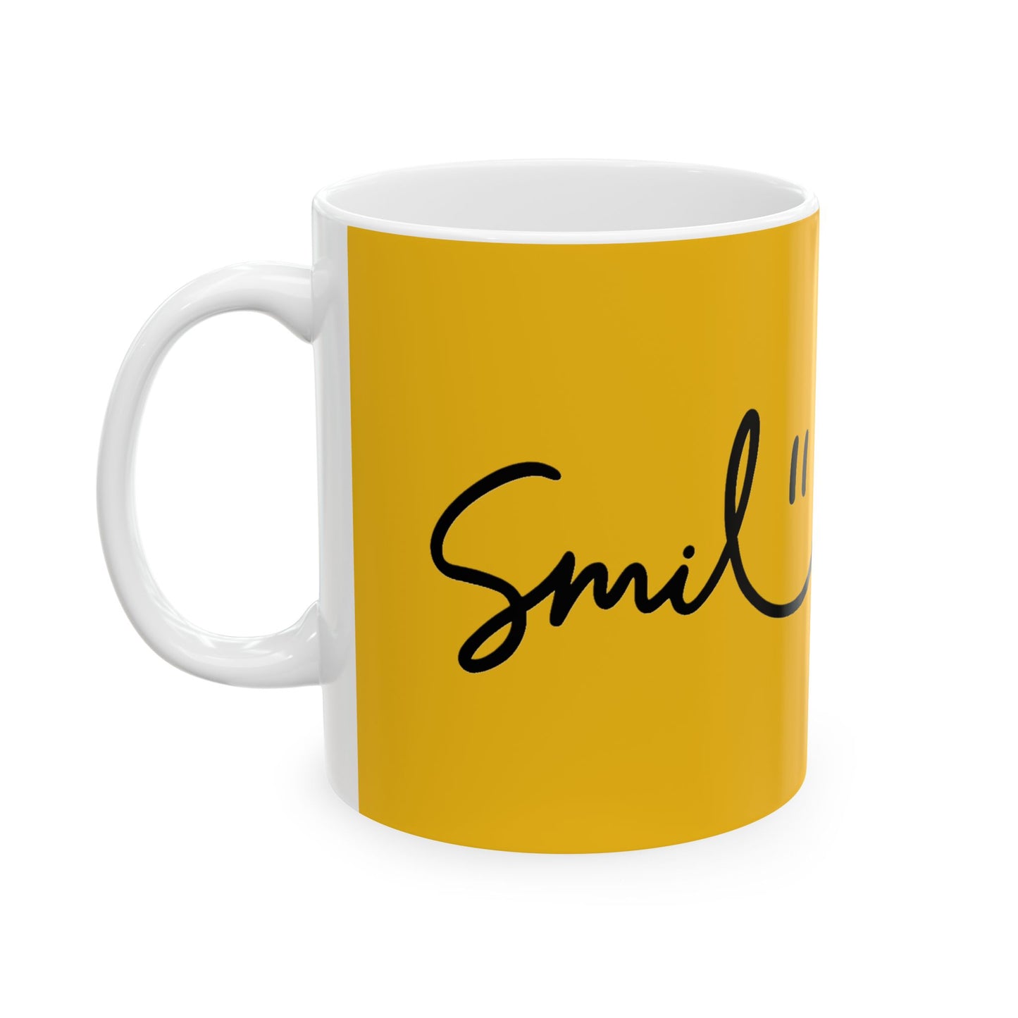Yellow/Black Smile Ceramic Coffee Mug - 11oz & 15oz
