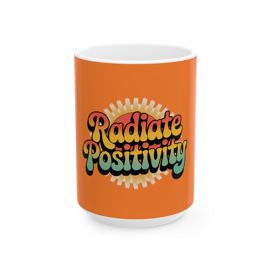 Orange Radiate Positivity Ceramic Coffee Mug,  11oz & 15oz