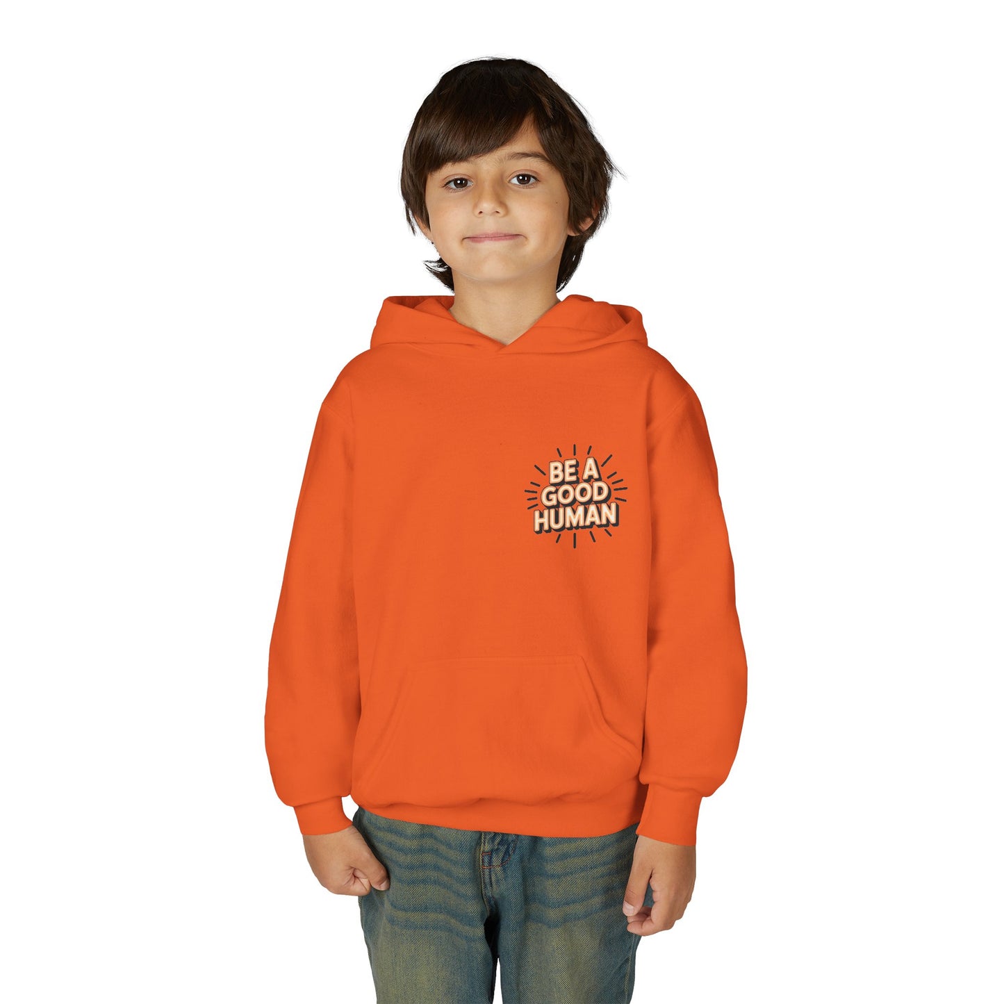 Youth Hoodie — "Be A Good Human" Positive Message Pullover