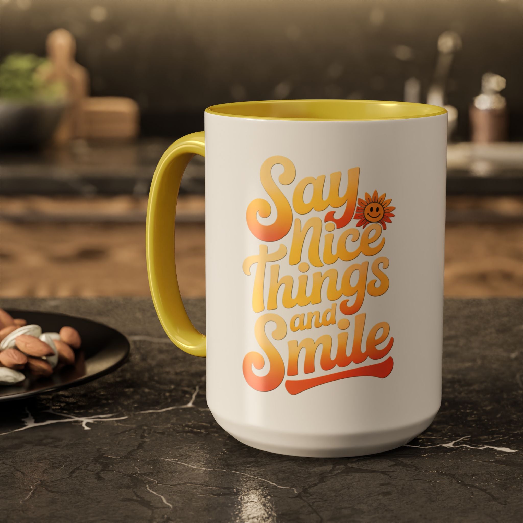 Positive Vibes Colorful Mug - Say Nice Things and Smile, 11oz & 15oz