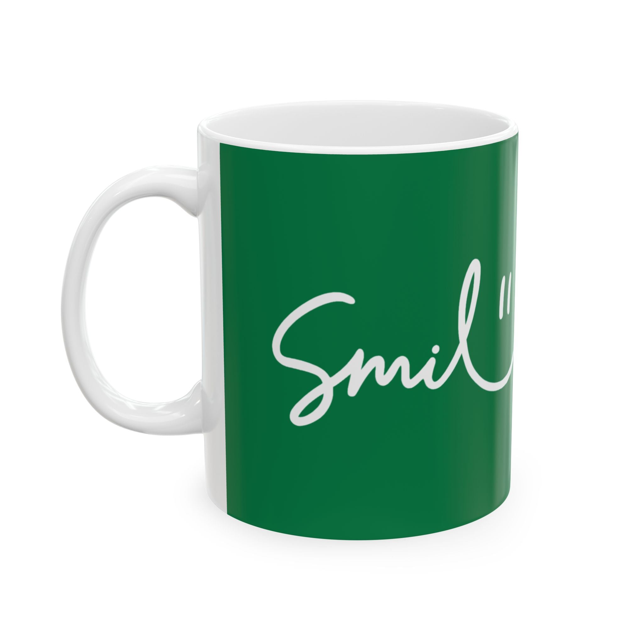 Green/White Smile Ceramic Coffee Mug - 11oz & 15oz