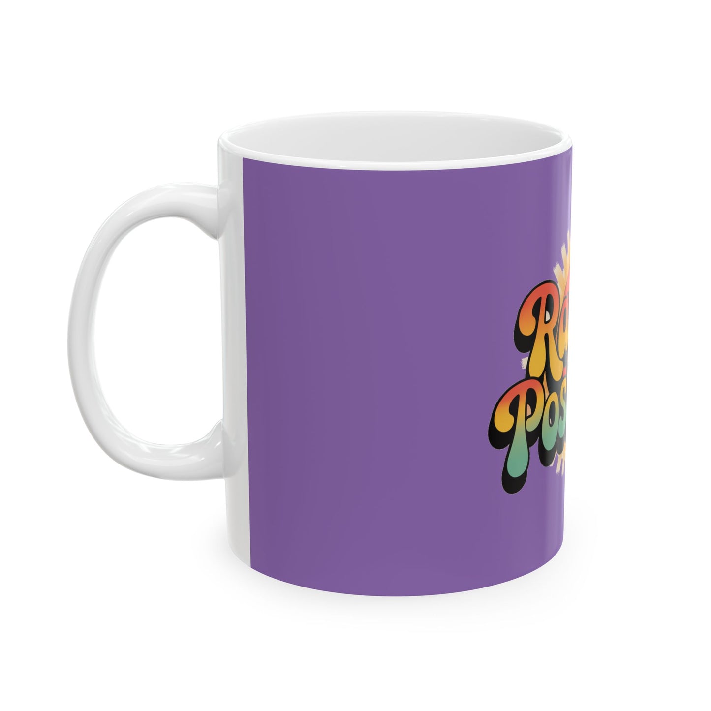 Light Purple Radiate Positivity Ceramic Coffee Mug,  11oz & 15oz