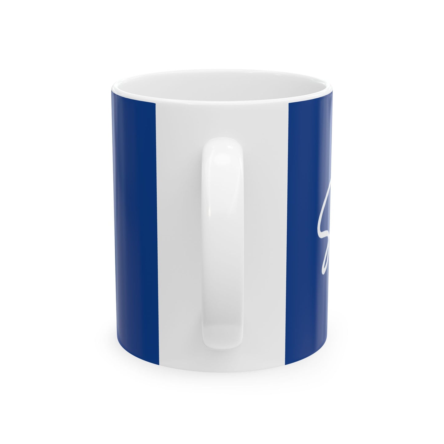 Dark Blue/White Smile Ceramic Coffee Mug - 11oz & 15oz