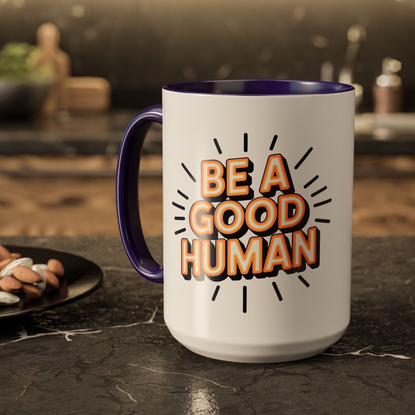 Ceramic Mug – "Be A Good Human" Retro Typography Coffee Cup (11oz & 15oz)