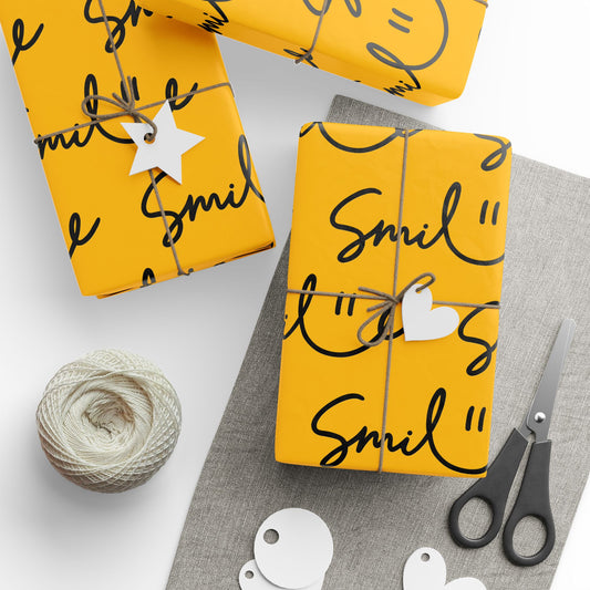 Yellow/Black Smile Stylish Gift Wrapping Paper for Any Occasion