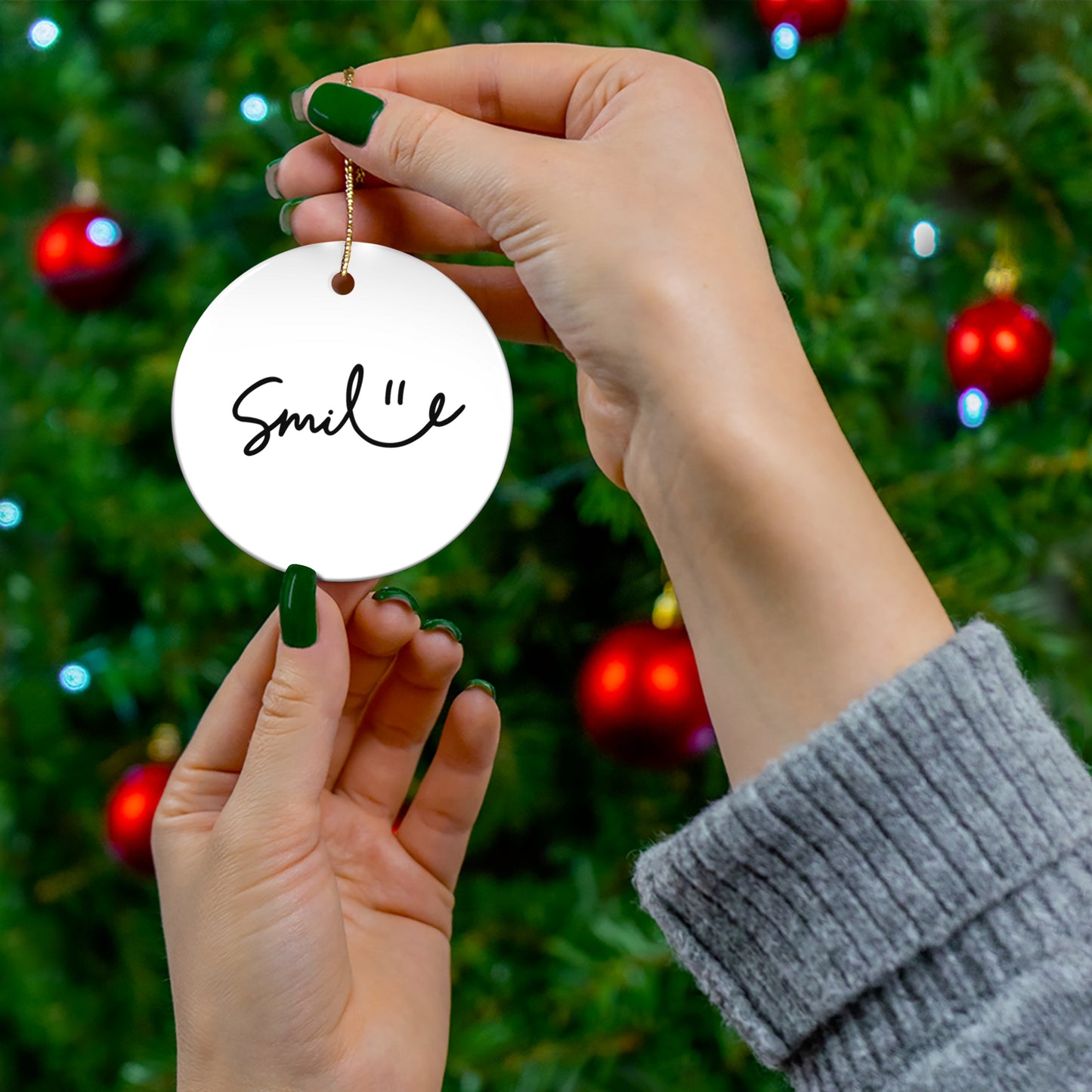 Smile Ceramic Ornament - 4 Fun Shapes for Holiday Decor