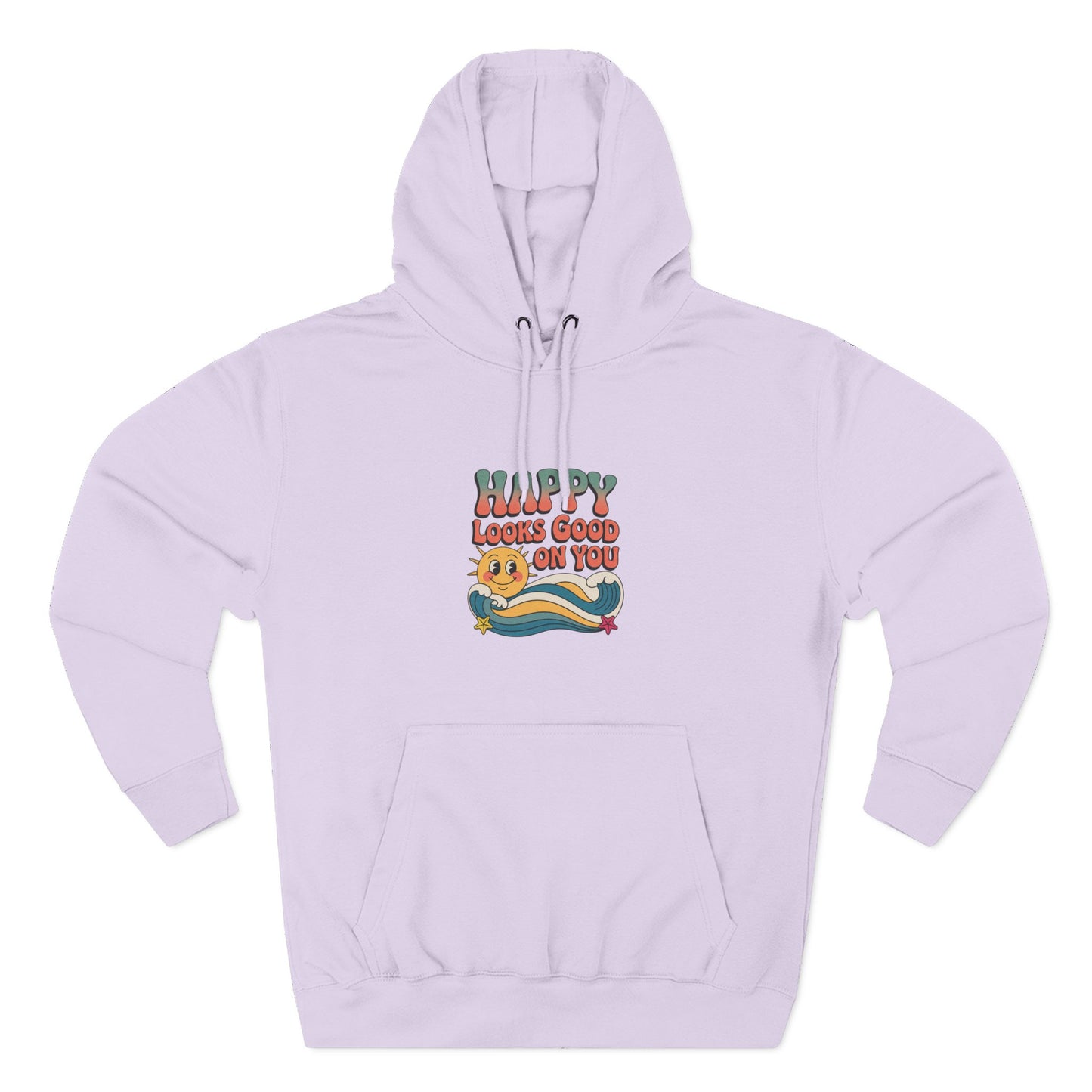 Happy Looks Good On You Hoodie — Retro Smiley Graphic Fleece Pullover