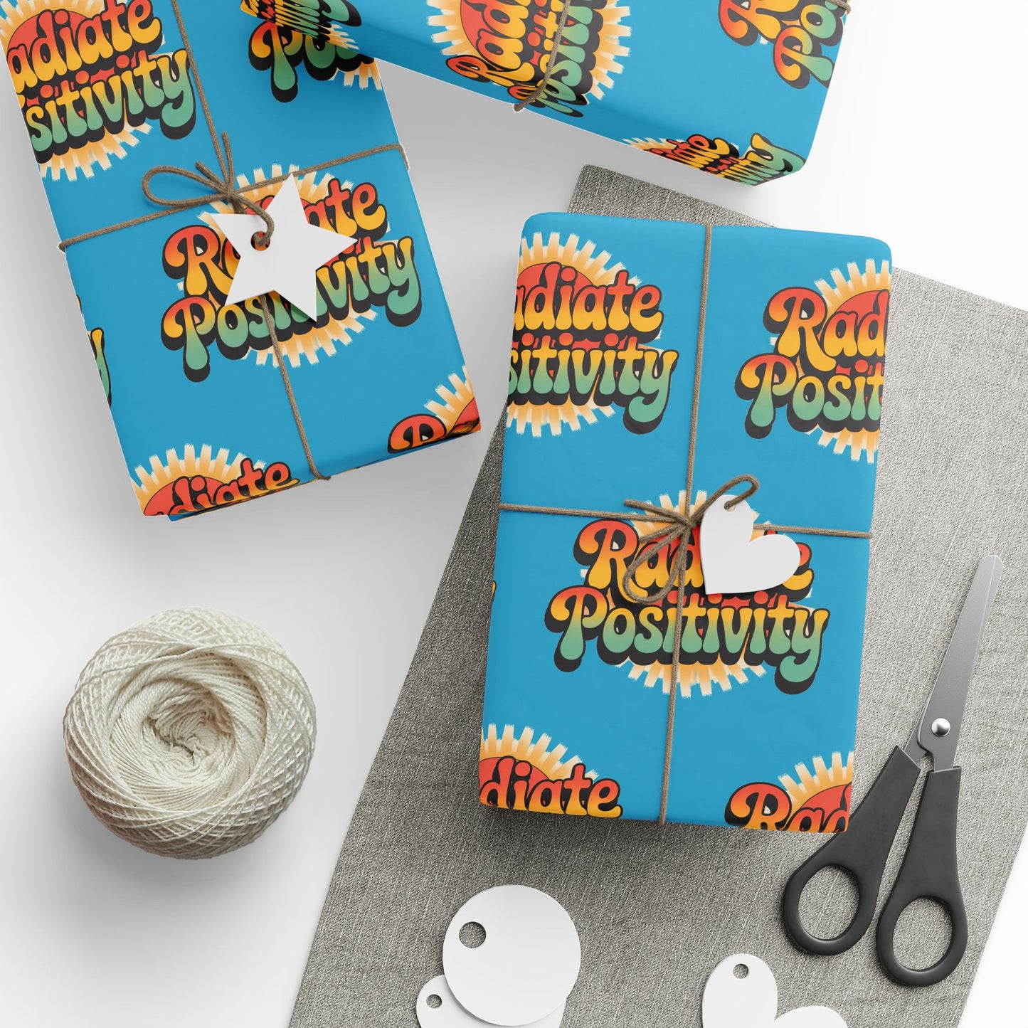 Turquoise Radiate Positivity Wrapping Paper for Celebrations
