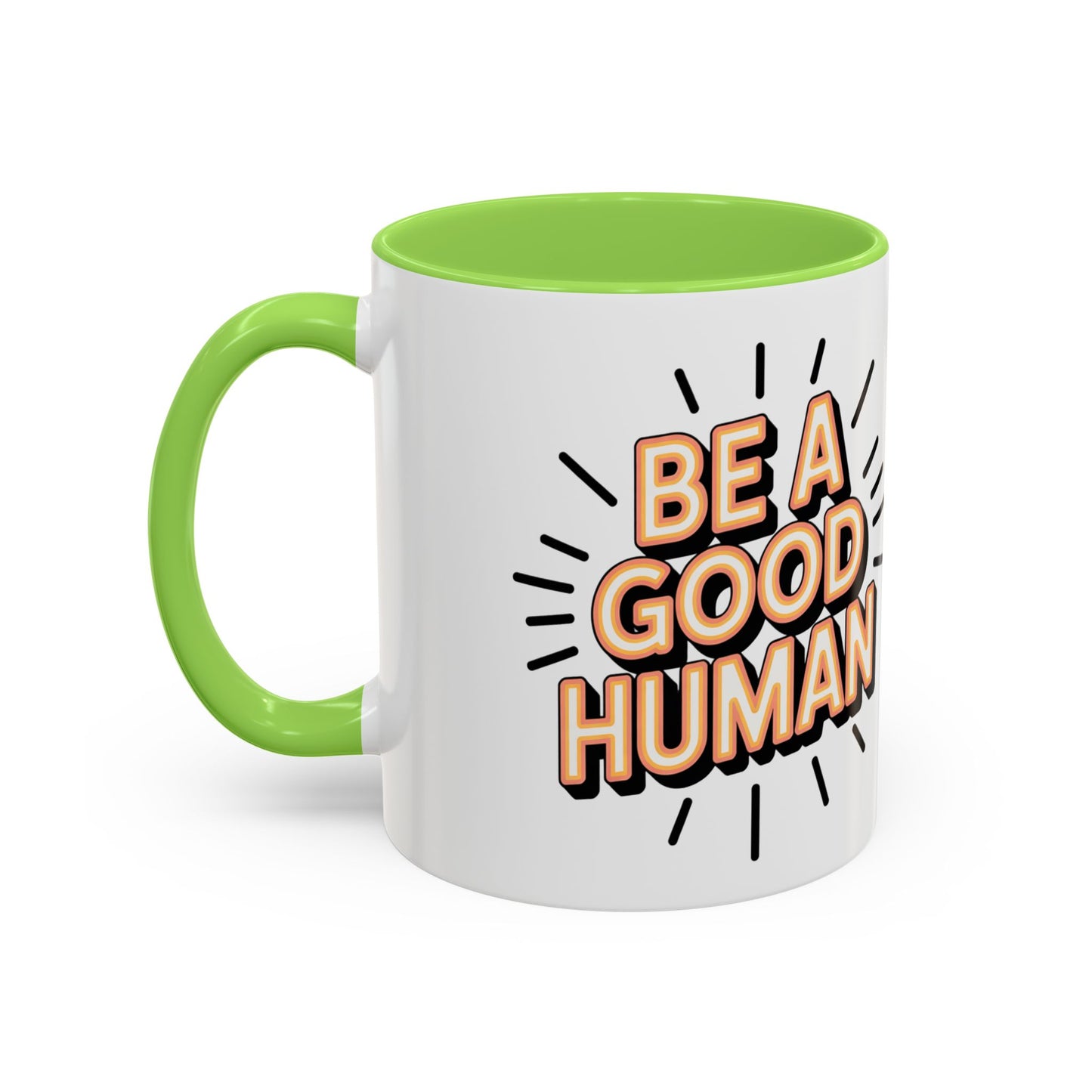 Ceramic Mug – "Be A Good Human" Retro Typography Coffee Cup (11oz & 15oz)