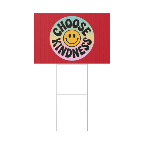 Dark Red of Joyful Choose Kindness Plastic Yard Sign