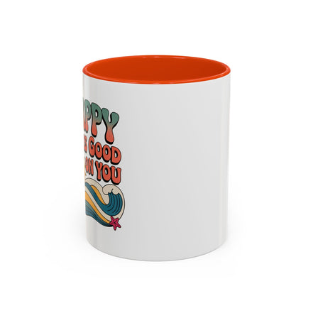 Retro 'Happy Looks Good on You' Colorful Ceramic Mug (11oz & 15oz)
