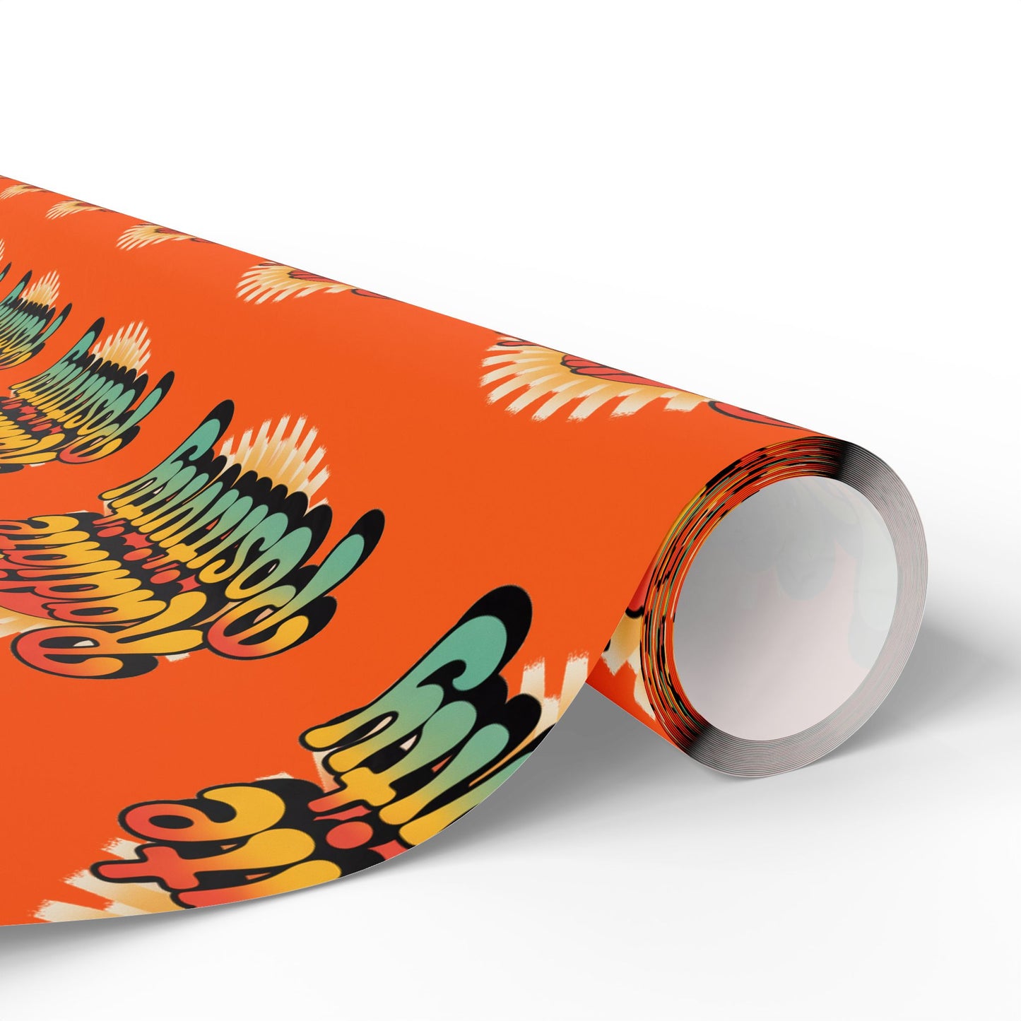 Orange Radiate Positivity Wrapping Paper for Celebrations