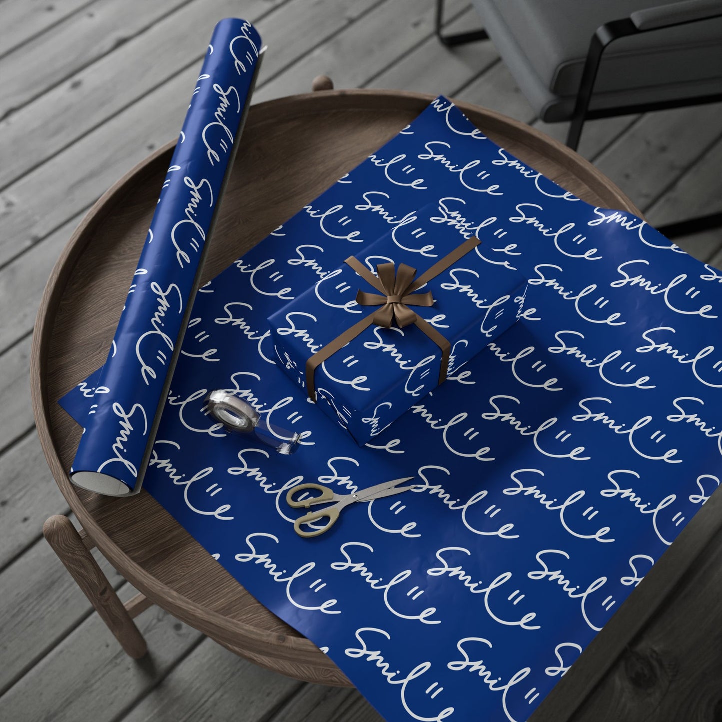 Dark Blue Smile Stylish Gift Wrapping Paper for Any Occasion