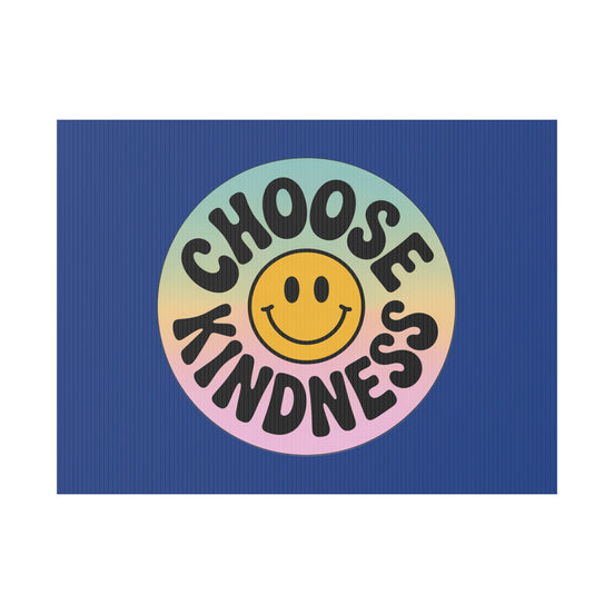 Dark Blue Joyful Choose Kindness Plastic Yard Sign