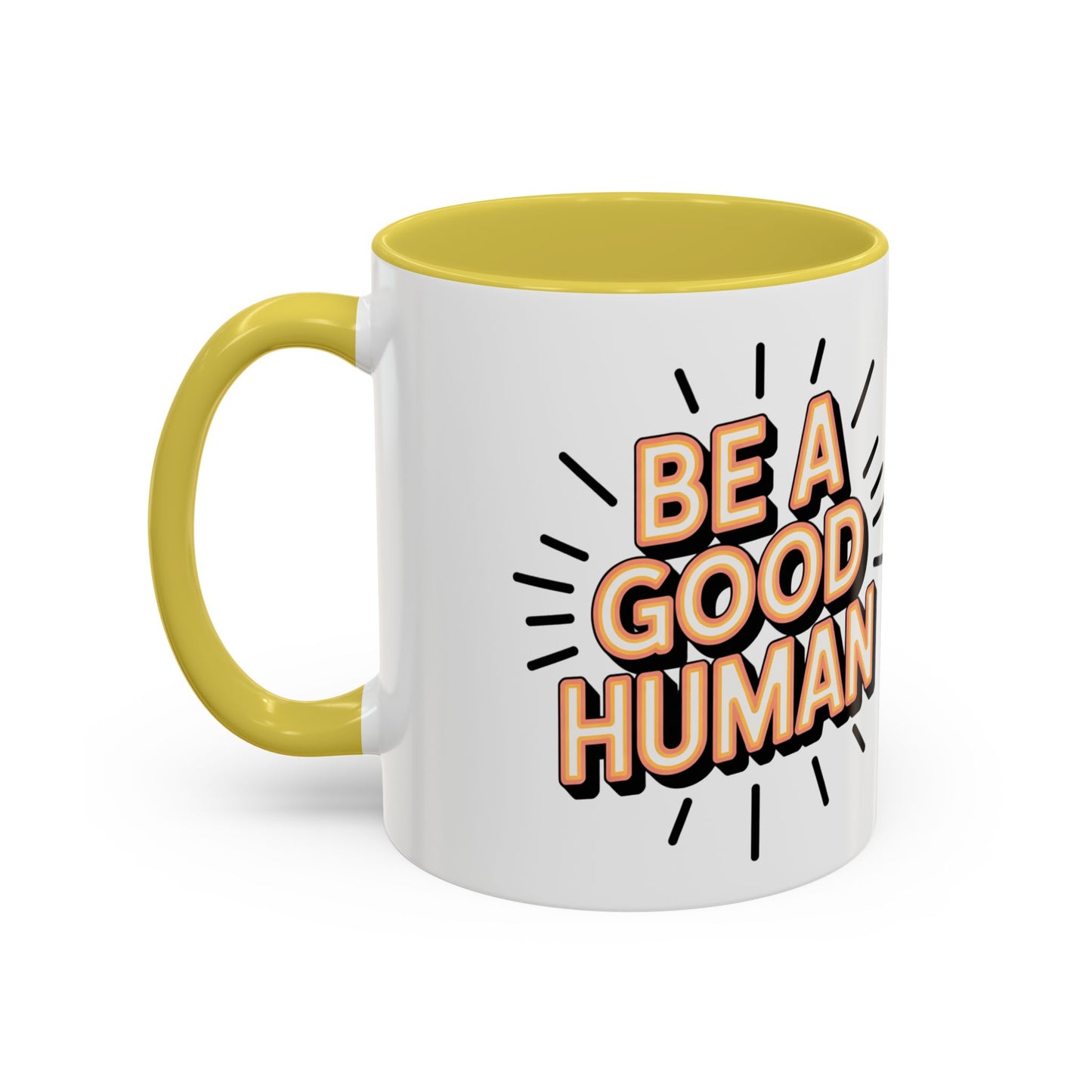 Ceramic Mug – "Be A Good Human" Retro Typography Coffee Cup (11oz & 15oz)