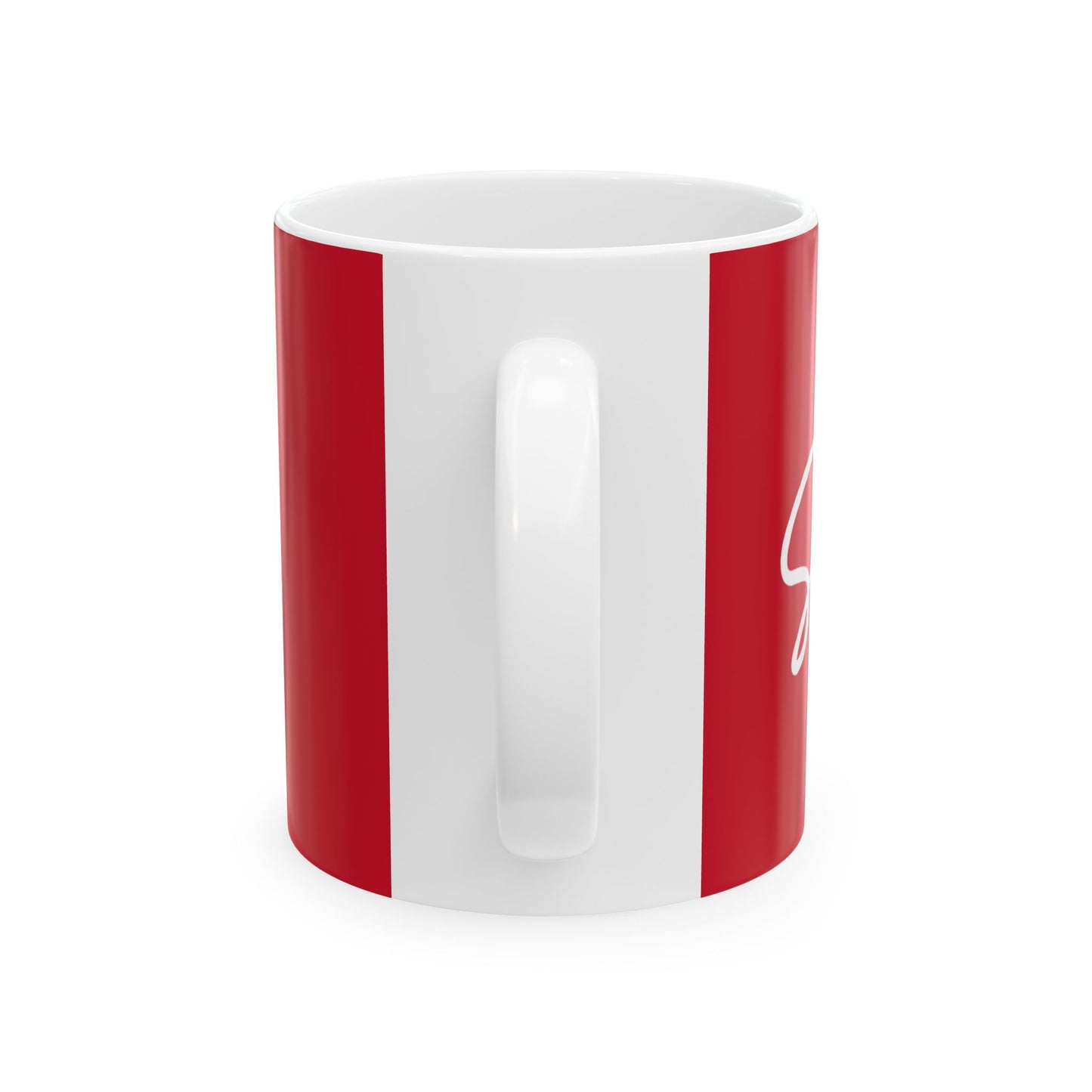 Dark Red/White Smile Ceramic Coffee Mug - 11oz & 15oz