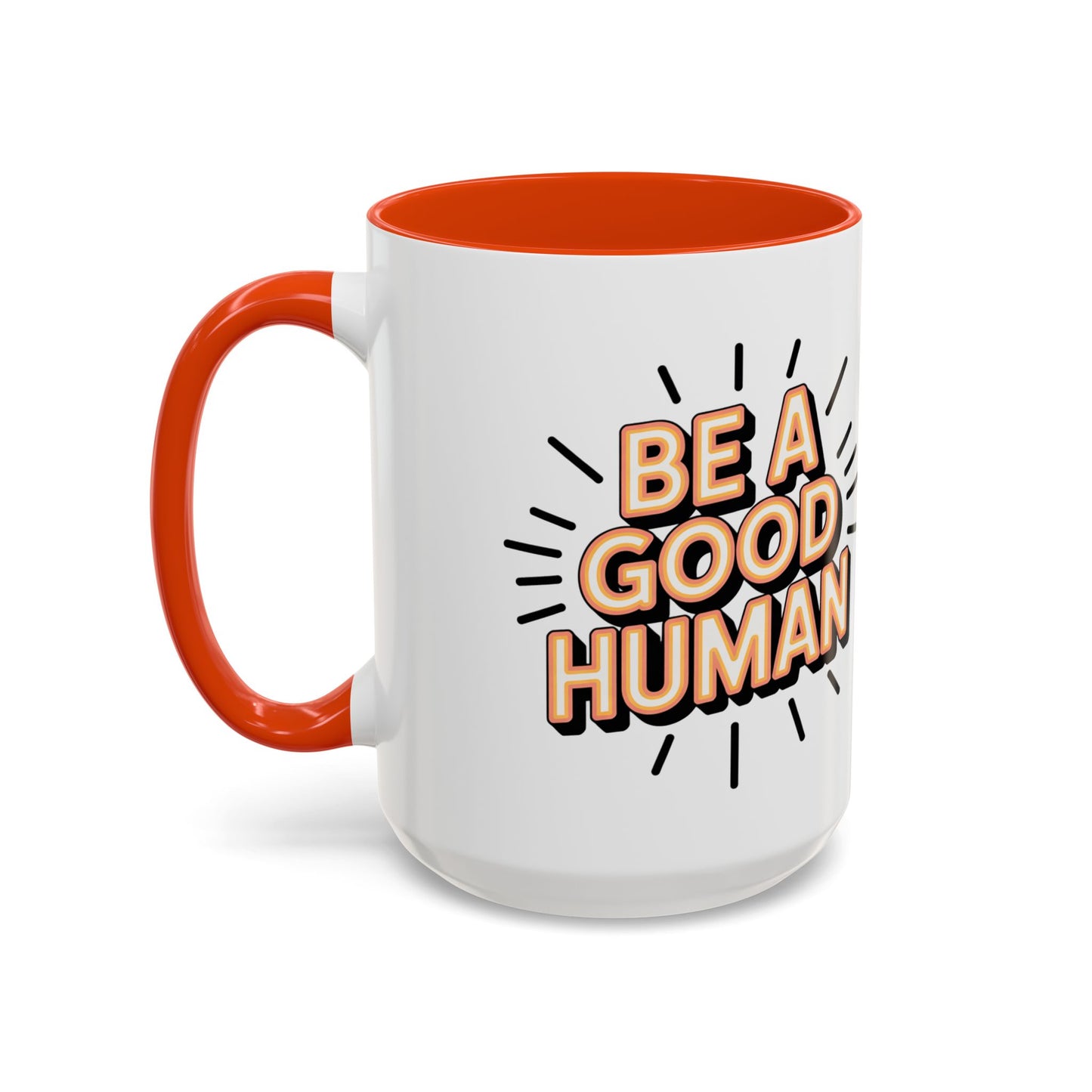 Ceramic Mug – "Be A Good Human" Retro Typography Coffee Cup (11oz & 15oz)