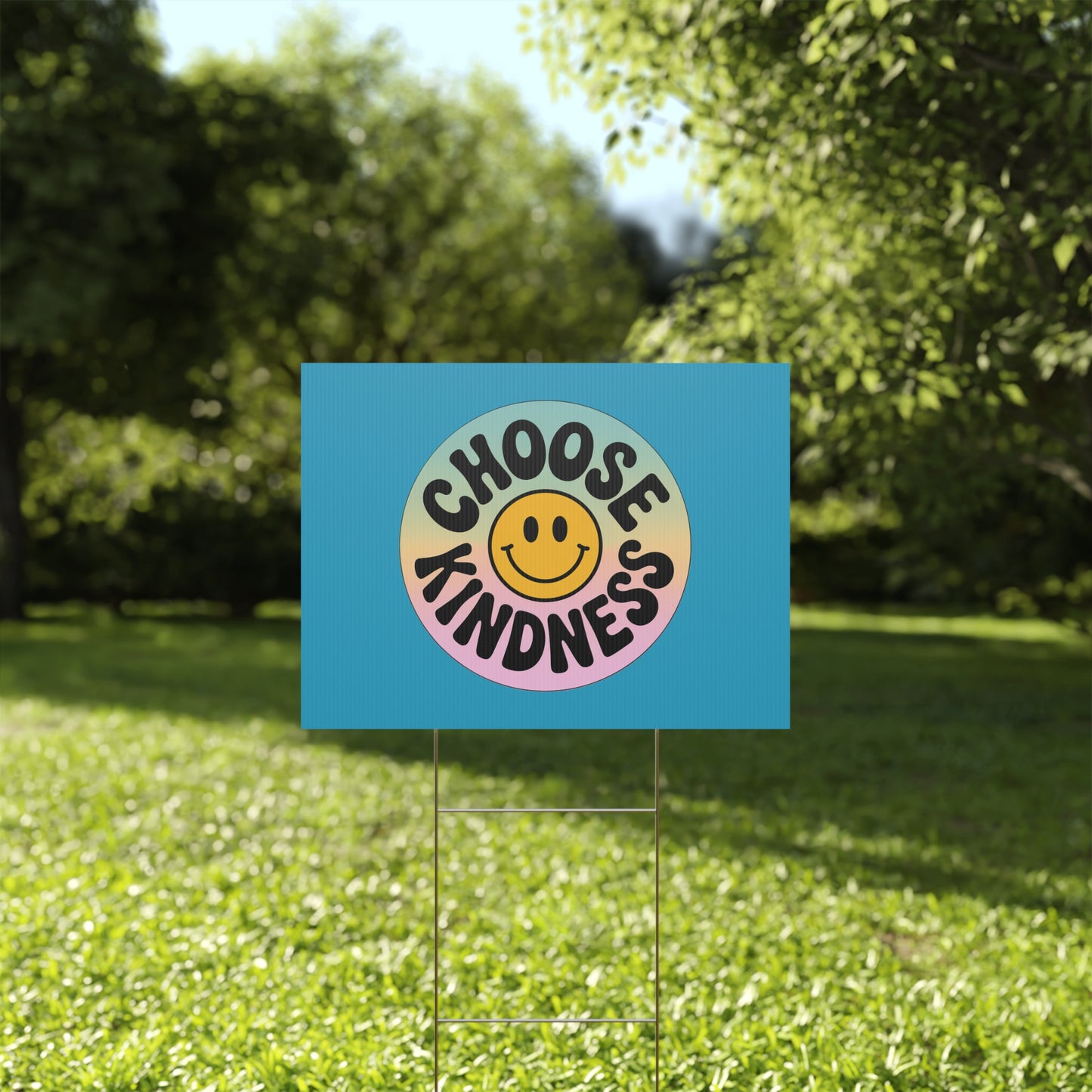 Turquoise Joyful Choose Kindness Plastic Yard Sign
