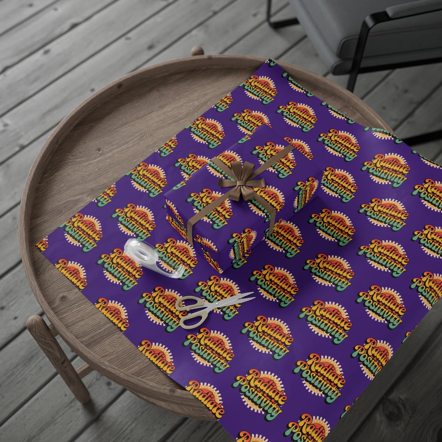 Purple Radiate Positivity Wrapping Paper for Celebrations