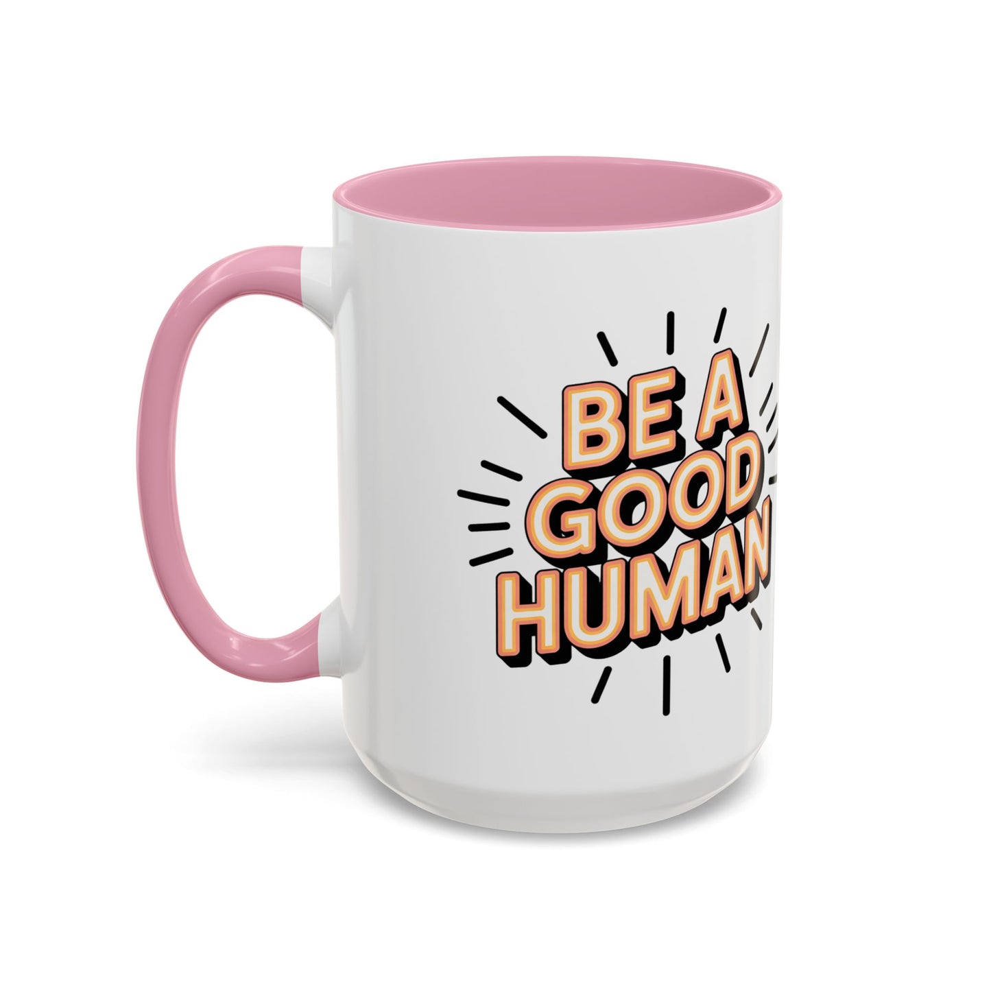 Ceramic Mug – "Be A Good Human" Retro Typography Coffee Cup (11oz & 15oz)