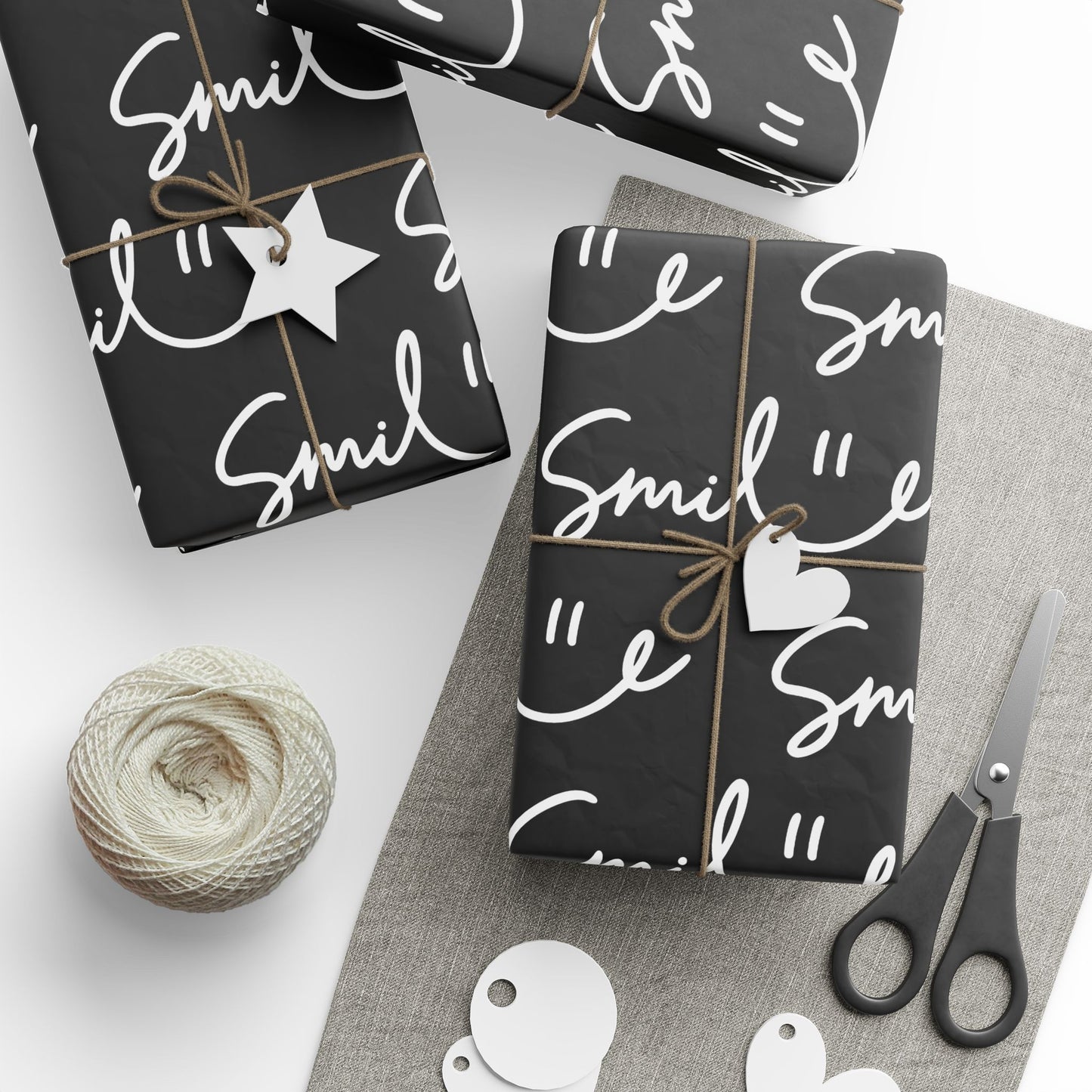 Black/White Smile Stylish Gift Wrapping Paper for Any Occasion