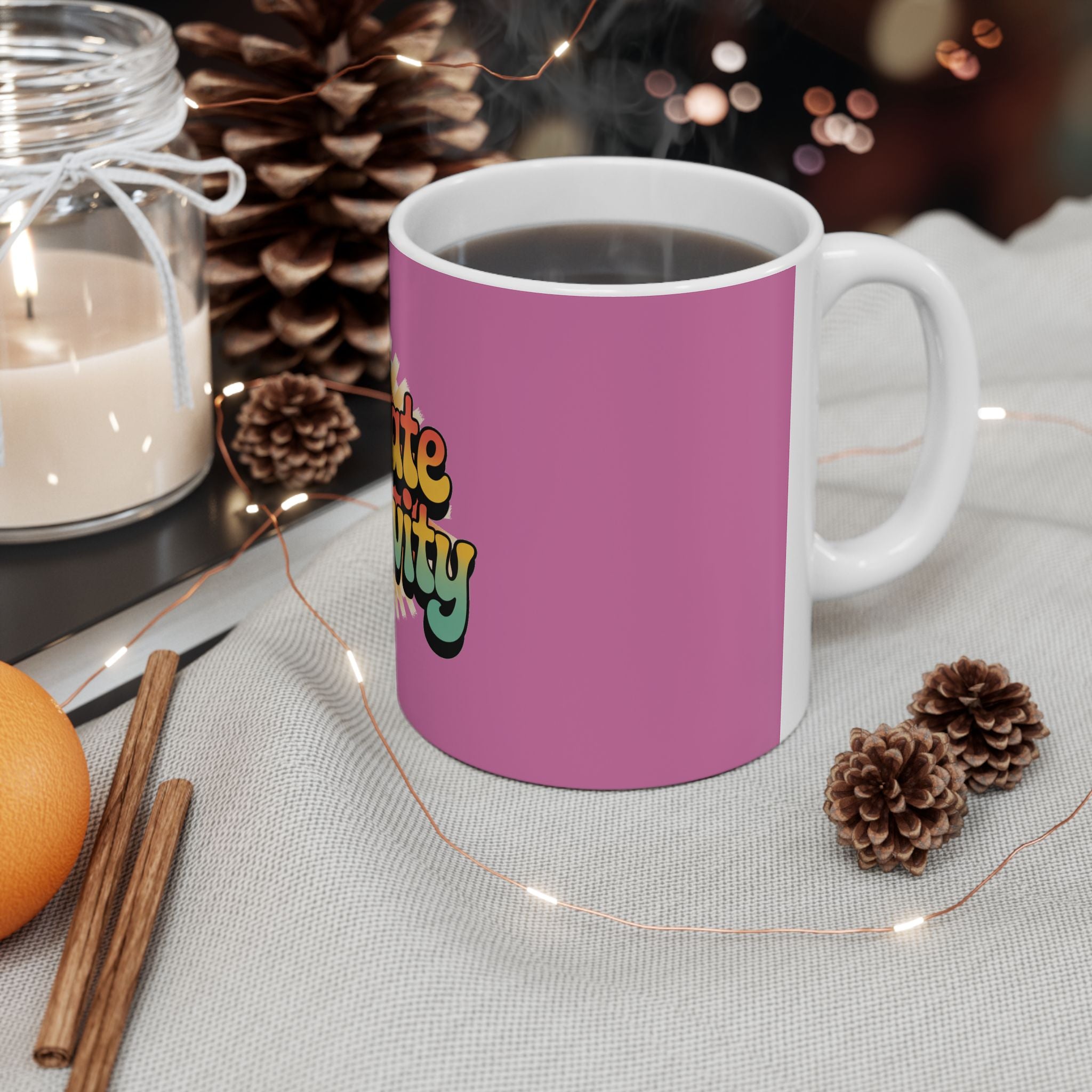 Light Pink Radiate Positivity Ceramic Coffee Mug,  11oz & 15oz