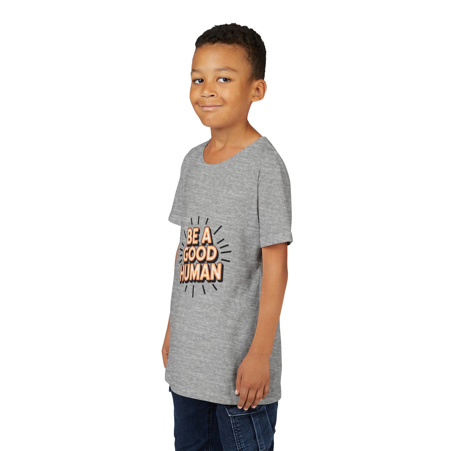 Youth Tee — "Be A Good Human" Positive Message Kids T-Shirt