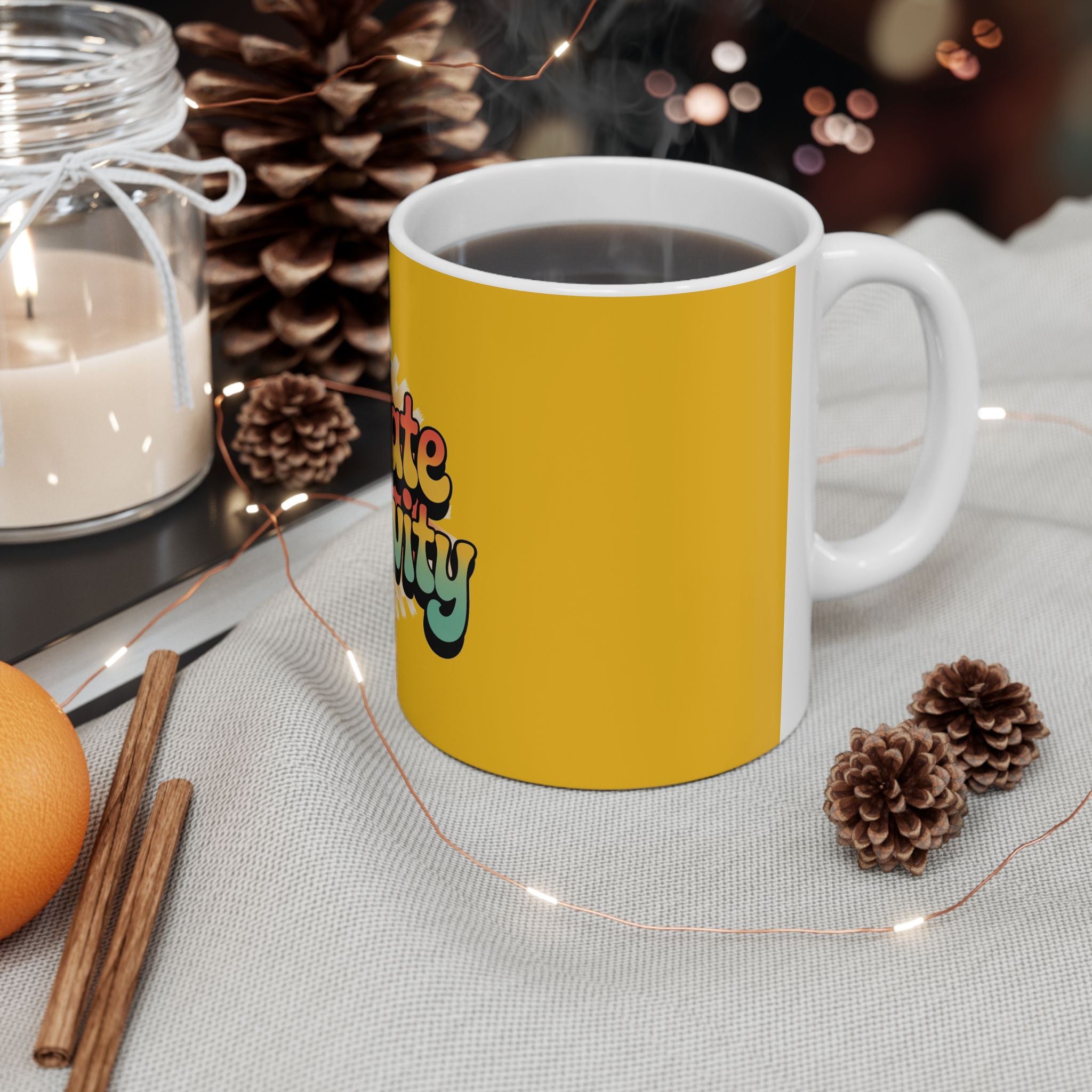 Yellow Radiate Positivity Ceramic Coffee Mug,  11oz & 15oz