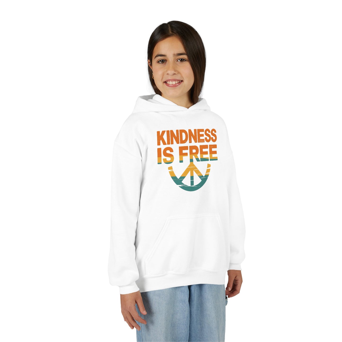 Kindness Is Free Youth Hoodie - Inspirational Heavy Blend Sweatshirt