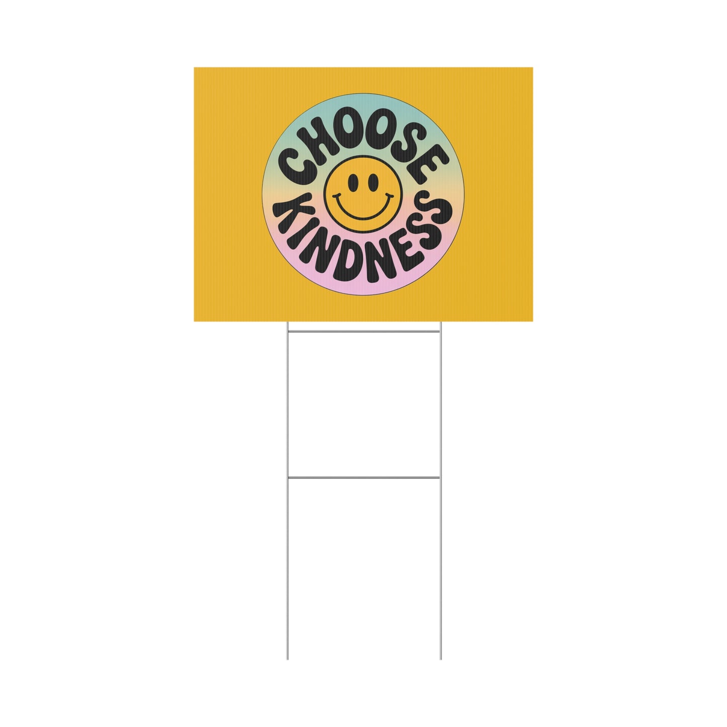 Yellow Joyful Choose Kindness Plastic Yard Sign