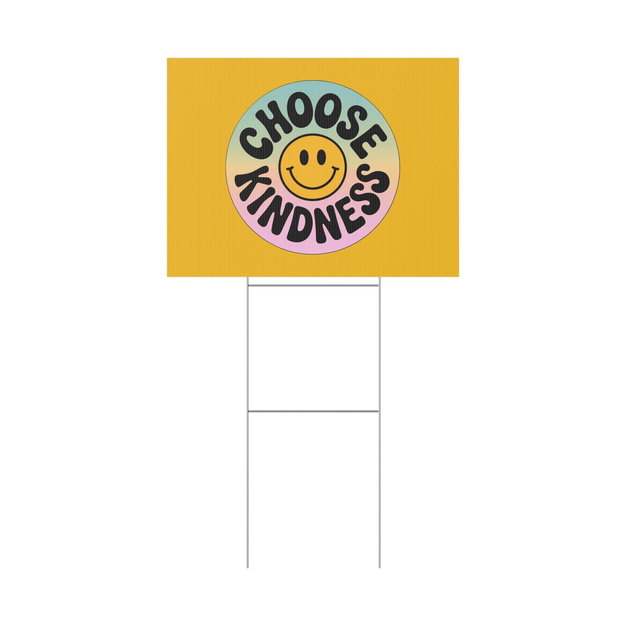 Yellow Joyful Choose Kindness Plastic Yard Sign
