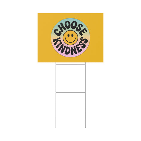 Yellow Joyful Choose Kindness Plastic Yard Sign
