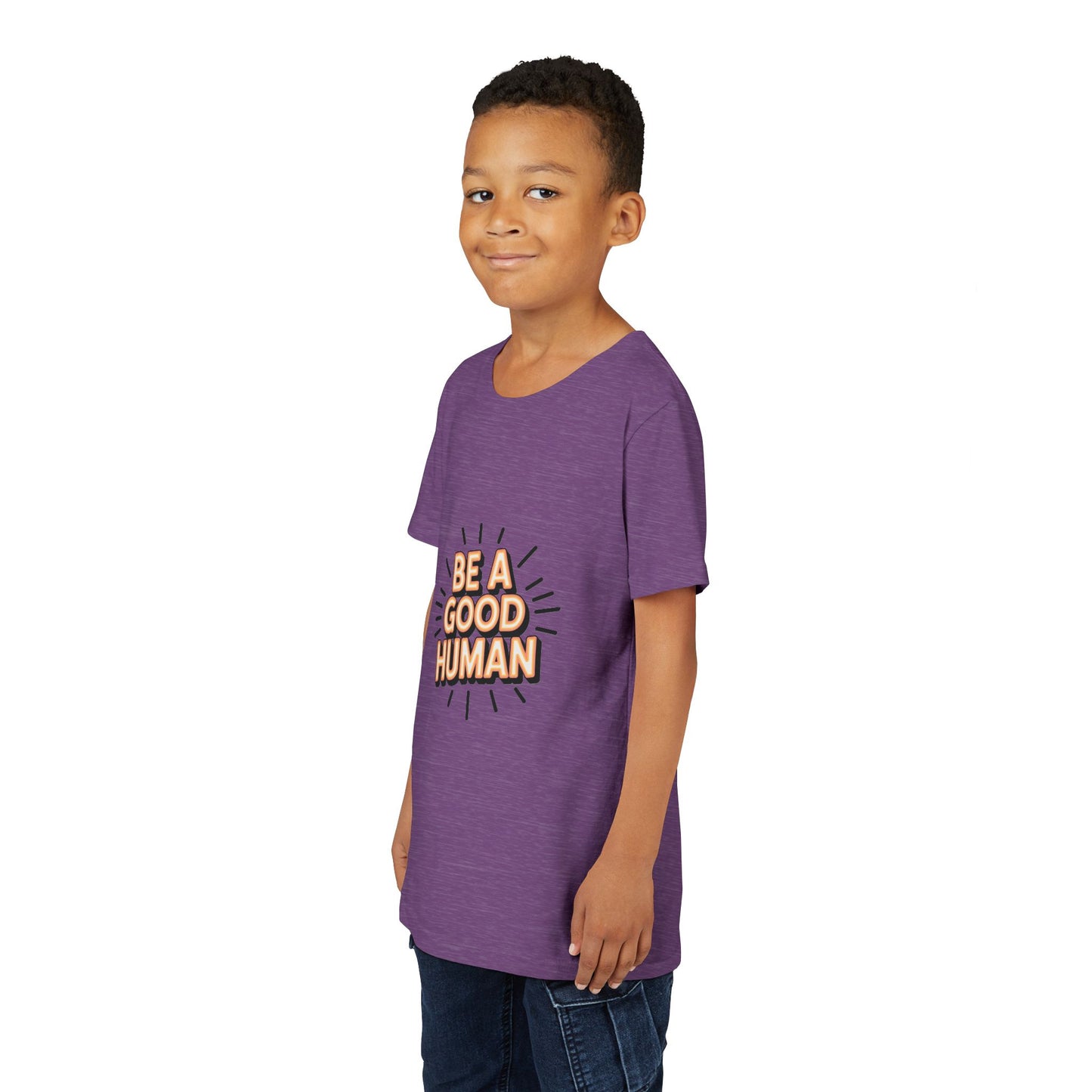 Youth Tee — "Be A Good Human" Positive Message Kids T-Shirt