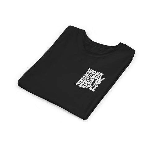 Youth Tee – "Work Hard and Be Nice to People" Retro Peace Sign Kids T‑Shirt