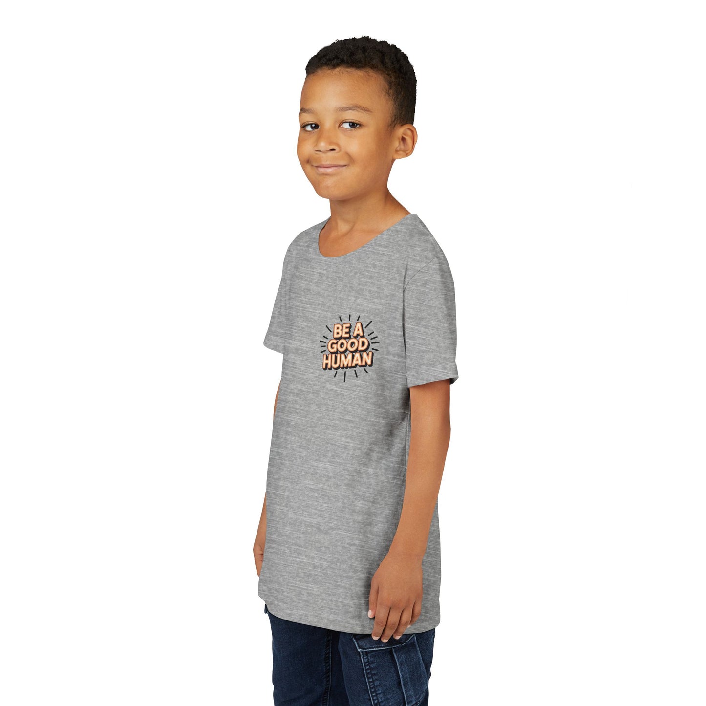 Youth Tee — "Be A Good Human" Positive Message Kids T-Shirt