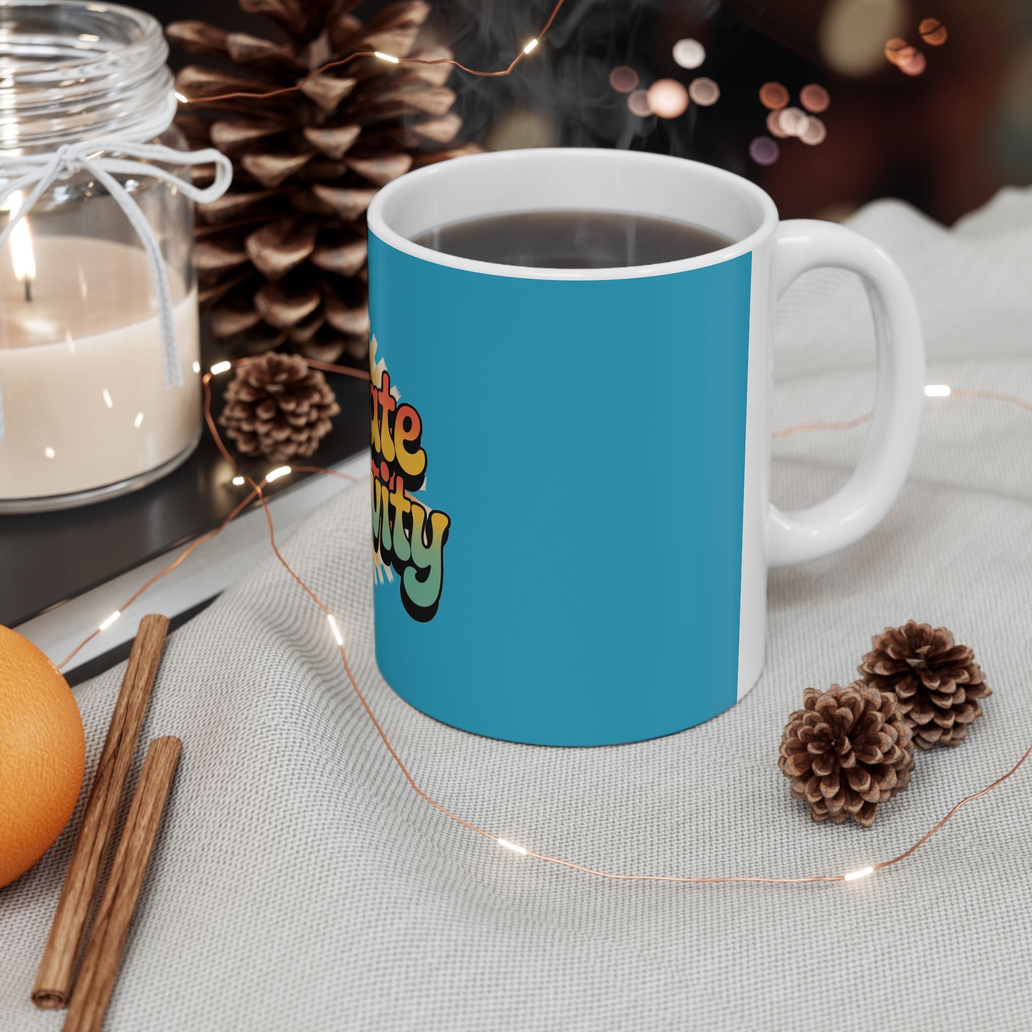 Turquoise Radiate Positivity Ceramic Coffee Mug,  11oz & 15oz