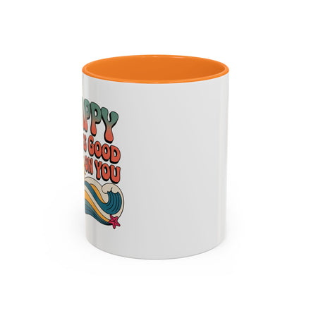 Retro 'Happy Looks Good on You' Colorful Ceramic Mug (11oz & 15oz)